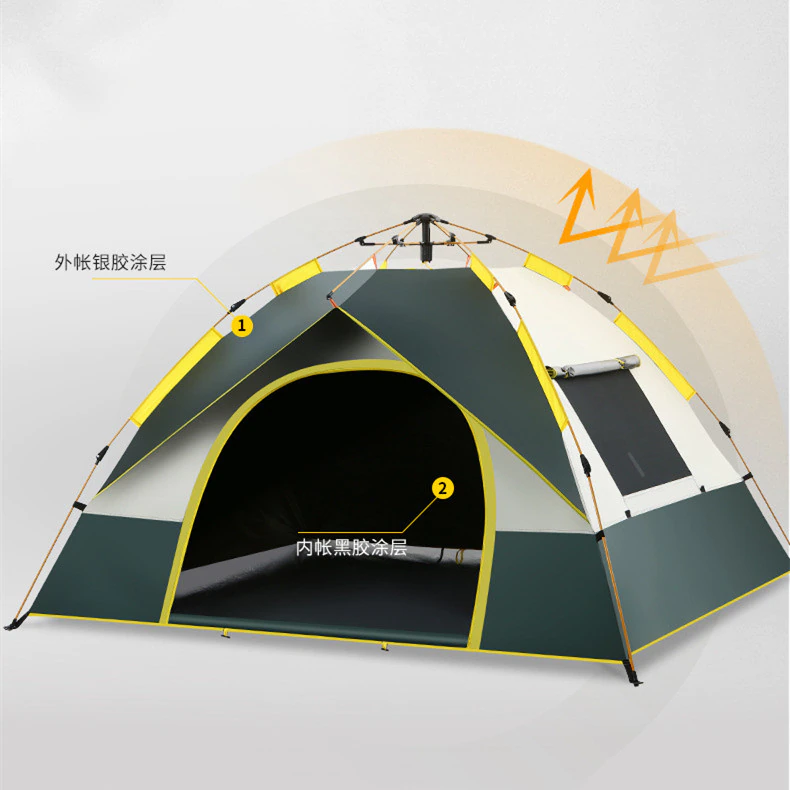 Cheap Goat Tents Outdoor camping tent 2 3 4 people fully automatic tent quick opening sunscreen beach tent light double door double window   